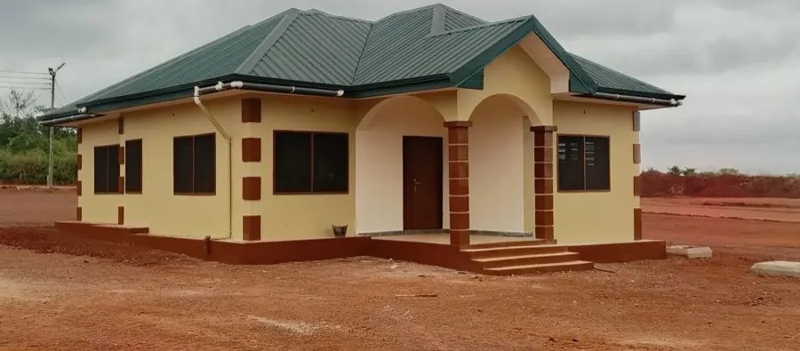 Resettlement housing units built for the Newmont Ahafo North project in the Ahafo Region of Ghana.