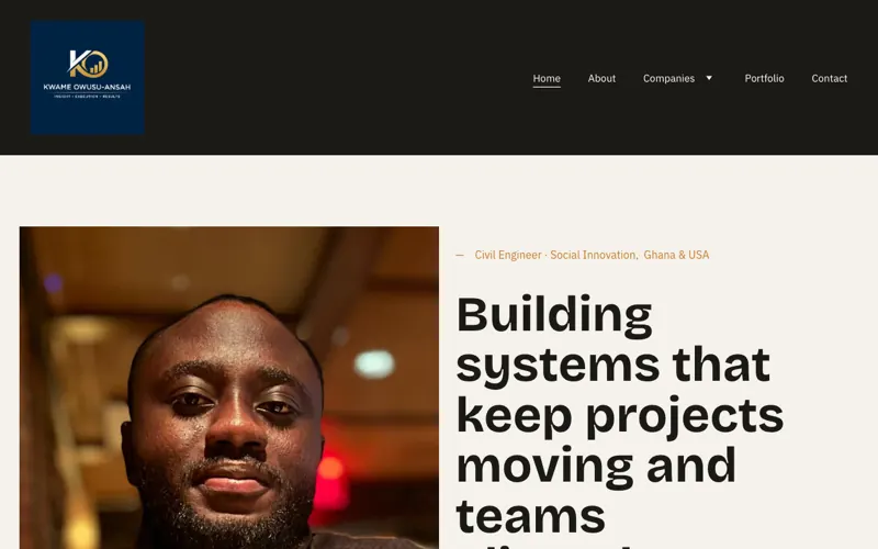 Screenshot of the kwameowusuansah.com homepage